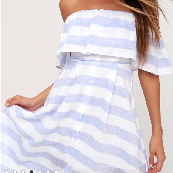 Lulu's Transatlantic Voyage Blue & Ivory Dress - Picture 4 of 11